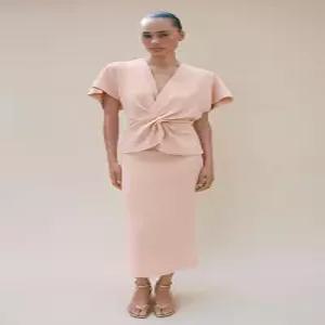 ZARA 니트 미디 스커트 - 파스텔 로즈 5755/102/621