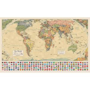 Equal Earth Blue World Map (노란색 1 EE Yellow WORLD 18 u201D x 29 u201D)