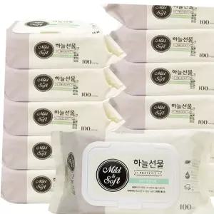 밀대 하늘선물 물티슈 캡형 휴대형 유아 아기 100매x12개
