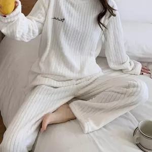 여자 겨울 잠옷 극세사 수면 바지 파자마 긴팔 a-WFHPLD3 세트 홈웨어