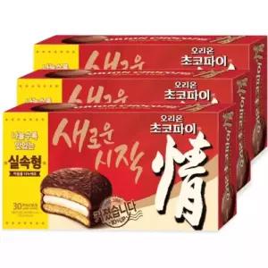 오리온 초코파이 대용량 30개입 1170g 3팩 (90개)