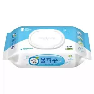 깨끗한나라 페퍼민트 블루 물티슈 캡형 대용량 70매입 20개