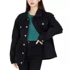 여성 여자 봄 간절기 베이직 코튼 워싱 블랙 진 청 데님 자켓 외투 아우터