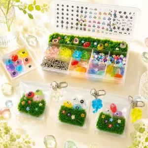 10세트 소원을 담은 행운 반려돌 네잎클로버 미니정원 지퍼백 키링 만들기 비즈 공예 DIY 봄이오나봄 키트