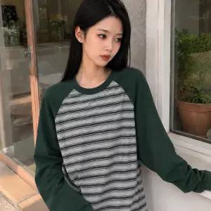 스트라이프 레글런 롱슬리브 그린