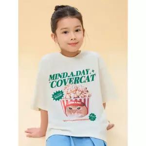 [롯데백화점]탑텐키즈 MKG2TS3807 공용 마인드어데이 커버캣 코튼 크루넥티셔츠