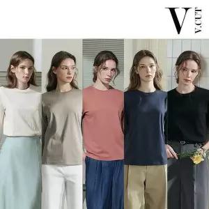 브이컷 브이컷 26SS 면100 튜블러 7부소매 티셔츠 5종