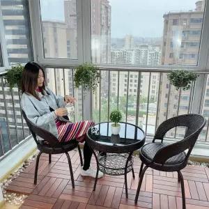 베란다 테이블 라탄 원형 거실 휴식 감성 정원용 루프탑 빈티지 소파 등나무 세트
