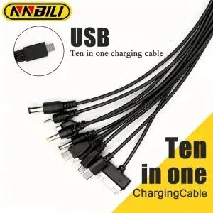 NNBILI 10 in 1 다기능 USB 전화 충전 케이블 삼성 Nokia 충전기 범용 용 멀티 헤드 코드