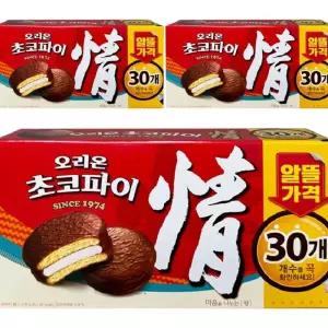 오리온 초코파이 정 30입 실속형 1170g 3개 과자 초코케이크 간식 사무실 탕비실 학원 학교 단체간식 업소