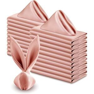 50pcs 30x30cm 로즈 골드 작은 새틴 테이블 냅킨 Placemats 실크 저녁 식사 천 파티 호텔 웨딩 장식