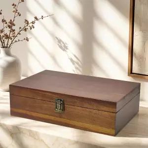 킨유 목재 기념 상자 경첩 달린 뚜껑 포함 13.78인치 대형 메모리 저장함으로 사진 편지 보석 타임캡슐