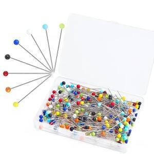 에나멜핀 100Pcs 유리 머리와 스테인레스 스틸 바느질 스트레이트 웨딩 부케 패브릭 퀼트 DIY 봉제 공예