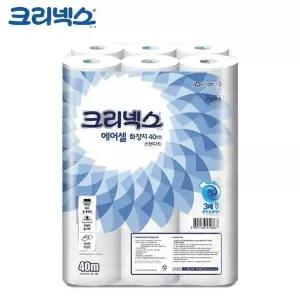 크리넥스 두루마리 화장지 물에 녹는 에어셀 40m 24롤
