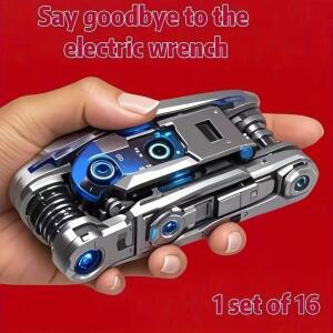 new 16-in-1 Socket Wrench Set Non-Slip Rotating Head. Durable Stainless Steel for Home & Car Repairs