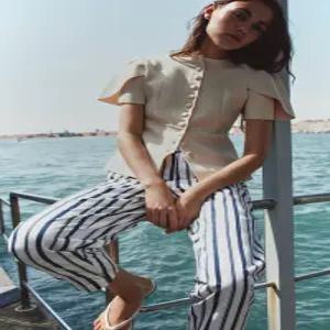 ZARA 벌룬 슬리브 트임 니트 재킷 - 크림 4192/080/712