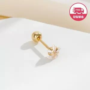[비앤비골드] 당일발송 14K 심플 스타 큐빅 피어싱 4mm 한쪽 JAE40468