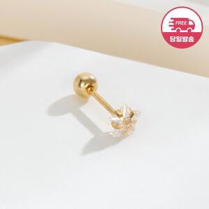 [비앤비골드] 당일발송 14K 심플 스타 큐빅 피어싱 4mm 한쪽 JAE40468