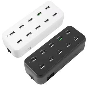 블랙 다포트 USB 고속 멀티 충전기 10구 핸드폰 태블릿 다량 동시 충전 케이블 허브 대용량 전원 어댑터