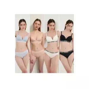 스포츠 아웃밴드 노와이어 브라팬티 8종세트 블루베이지화이트블랙WBW4M22232425A_T