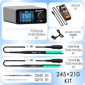 GEEBOON TC22 240W 납땜 스테이션 키트(SDC02 인두 스탠드 + T245/T210 핸들 팁 포함)