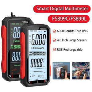 FS899C 4.8인치 대형 스크린 스마트 디지털 멀티미터 6000 카운트 전압 전류 측정 도구 충전식 배터리