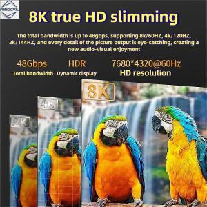 밍씨빌 48Gbps HDMI 호환 케이블 8K 60Hz 1m 2m 3m 5m 2.1 4K 120Hz HDR 3D 효과 비디오 HDTV PC용