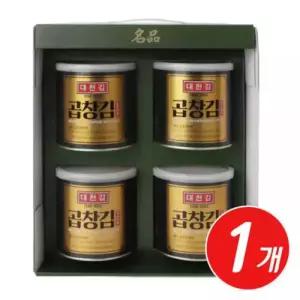 맛있는 선물 명품 대천김 곱창 캔김 4캔 구운 고급 조미김 세트 깡통김 간편한 술안주 도시락 1세트 식사