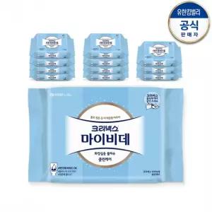 크리넥스 마이비데 클린케어 화장실물티슈 46매 x 12팩 온가족 대용량 비데물티슈
