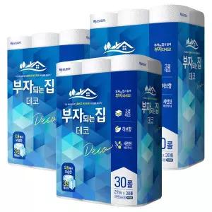 모나리자 데코 3겹 3팩 90롤 화장지 휴지 데코27m