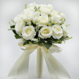 Perfectl feoh 결혼식 꽃다발 신부 들러리를위한 백색 장미 신부 꽃다발 백색 분홍색 인공 꽃 Mar age 공급