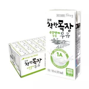 [롯데백화점]건국유업 건국 착한목장 무항생제 인증 멸균우유 190ml 24팩