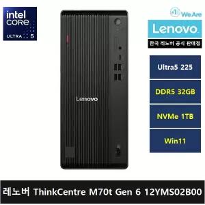 레노버 ThinkCentre M70t Gen6 12YMS02B00 코어 울트라5 225/32gb/1tb/Win11 Home - ps