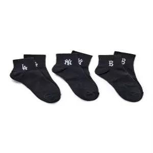 엠엘비 스몰 로고 발목 양말 3족세트 MLB Black 5810732