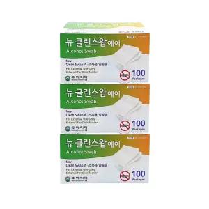 메디탑 뉴클린스왑A 1매포장 100매 3개 / 알콜솜 알콜스왑