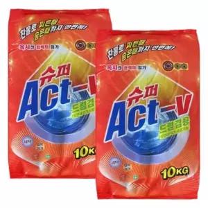 (1+1)슈퍼액티브 세탁세제 10kg X 2개 대용량가루세제 1+1 행사