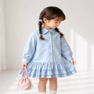 [조이멀티] 슈슈프릴 여아 긴팔 카라 프릴 셔츠 원피스 206287