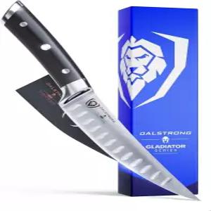 달롱 필레 나이프 - 6인치 글래디에이터 시리즈 엘리트 고탄소 독일 강철 블랙 G10 핸들 칼집 포함 면도날
