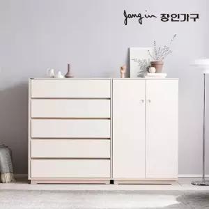 장인가구 크라운 빅 서랍장 옷장 세트C 1000서랍장+낮은옷장
