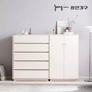 [장인가구]크라운 빅 서랍장 옷장 세트C (1000서랍장+낮은옷장)