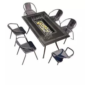 야외테이블세트 체어 인테리어 휴게실 바베큐 식당 대기실 철제 테라스 모임  카페 사각 야외용