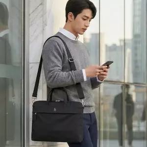 [헤지스](광주신세계)[아이코닉] [노트북 수납] 블랙 나일론 토트백 겸 크로스백(M) HJBA6E735BK