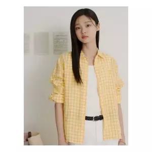 빈폴 리넨 깅엄체크 슬림숏 셔츠 옐로우 (BF6364C07E) 973760