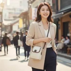 여성 여행용 보조 가방 라인 스티치 미니 크로스백 배색 나들이 미니백 핸드폰가방