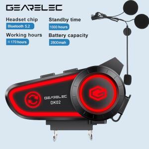 ELEC DK02 오토바이 삼색 블루투스 통화 주변 핸즈프리 방수 IPX7 스테레오 조명 2800MAH 헬멧