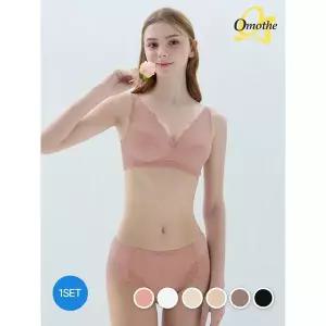 오모떼 [하프클럽] A-E컵 올데이 에센셜 모노레이스 브라팬티 2종세트/택일