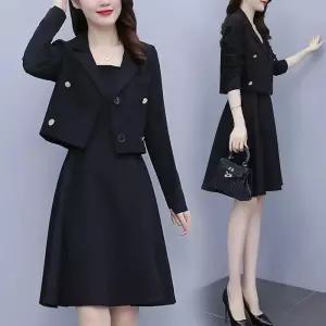 여성 블레이저 드레스 투피스 세트 슬림핏 플러스사이즈