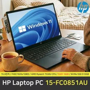 HP 15 15-FC0851AU 노트북 / 윈도우11 설치 / RAM 16GB / NVMe SSD 512GB