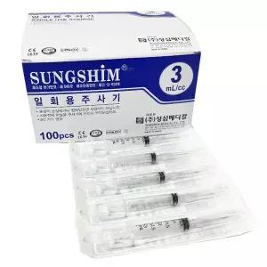 성심 일회용 주사기 3ml 24g x 19mm 1통 100개