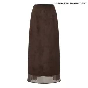 미니멈 89000원 | 스웨이드 쉬폰 레이어드 롱 스커트 (EC3WH003D) 1036265
